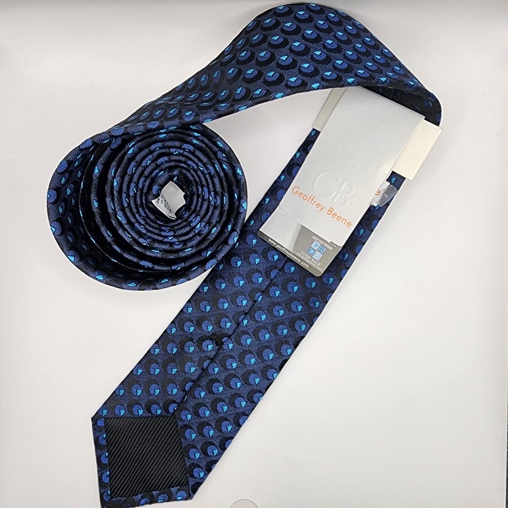 GEOFFREY BEENE Men's Slim Geometric Silk Tie Blue NWT Formal Preppy - Picture 3 of 6